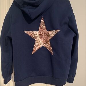 SHEIN Navy Hoodie Leopard Star Back Graphic Size Womens Small